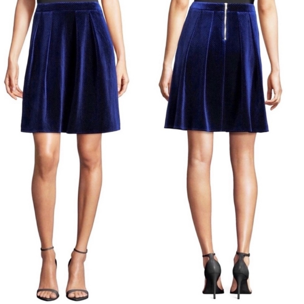 Worthington blue velvet pleated skirt